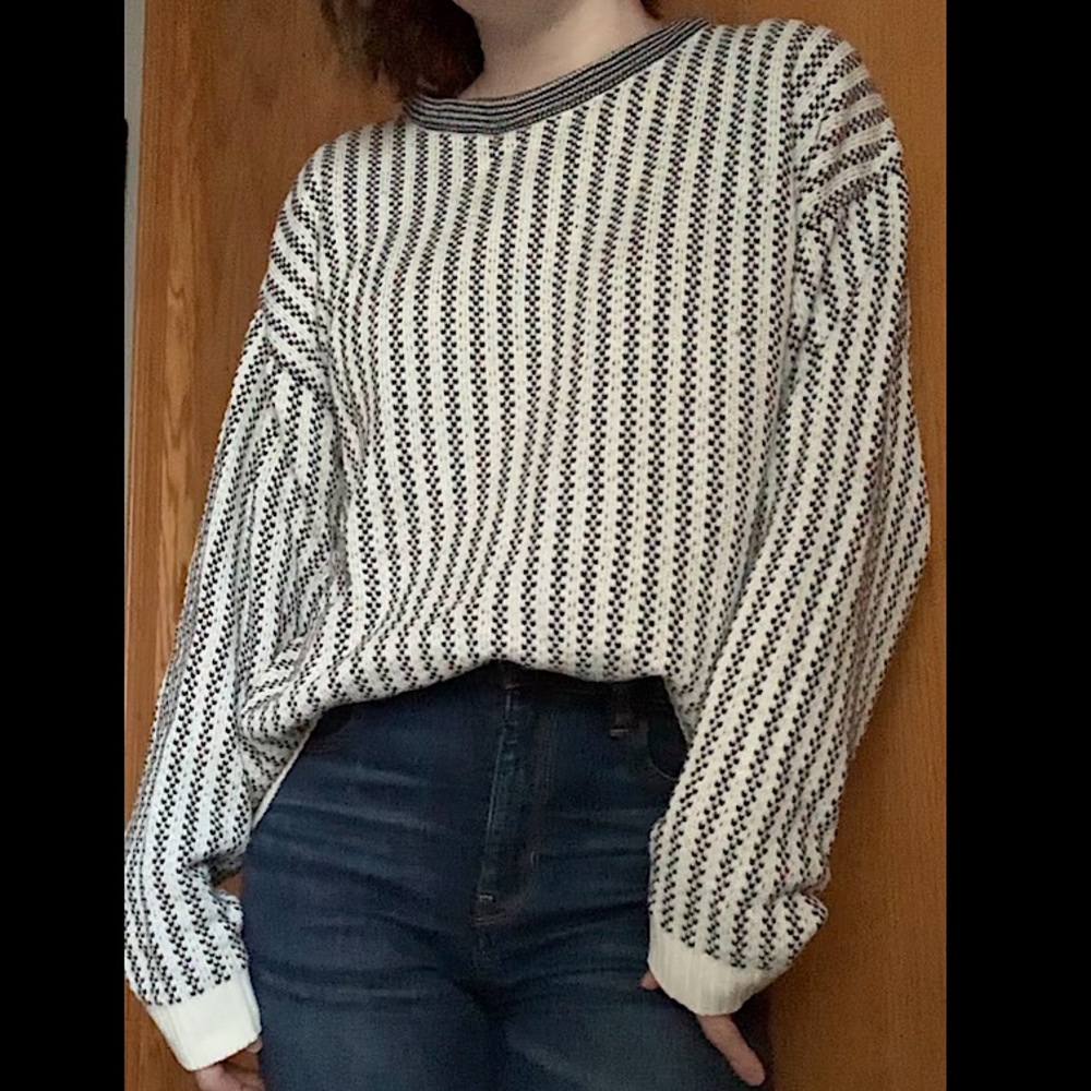 Striped Knitted Grandpa Sweater